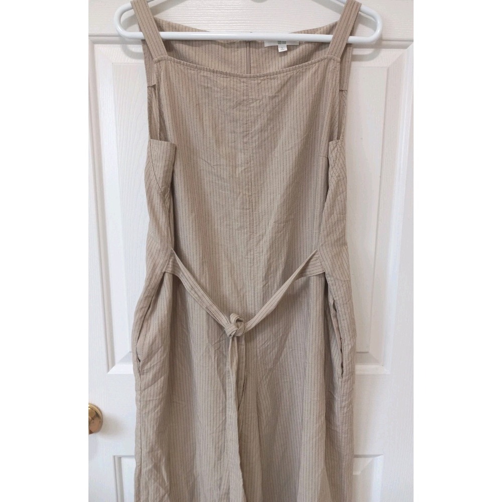 UNIQLO WOmen's Beige Striped Pockets Jiumpsiuit Romper Casual Career Resort L
